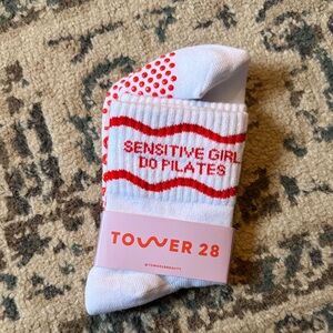 Tower 28 White and Red Pilates Socks